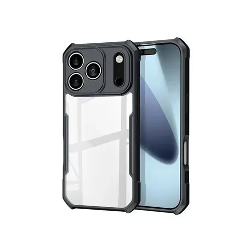 iPhone 17 Pro Max Shockproof Matte Black Border Aly Camera lens Protection back cover Case