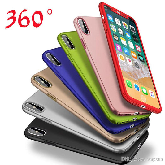 360° Case Cover for with a Free Screen Protector Tempered Glass for apple iPhone