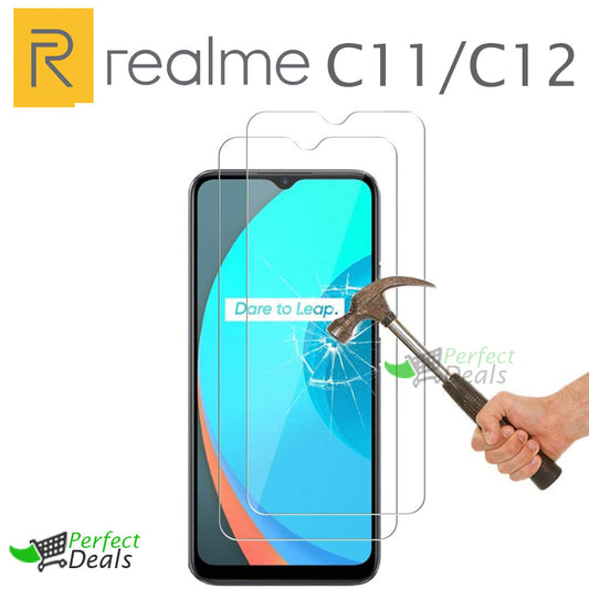 9H Clear Galss for Realme C11 Anti Scratch 0.3mm Transparent Screen Protection Glass Film Strong Clear Borderless Full Cover 9H Tempered Glass for Realme C11