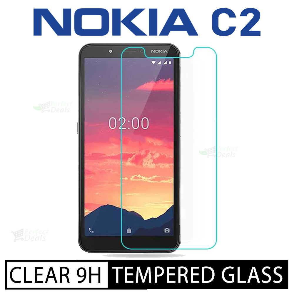 9H Clear Galss for Nokia C2 Anti Scratch 0.3mm Transparent Screen Protection Glass Film Strong Clear Borderless Full Cover 9H Tempered Glass for Nokia C2