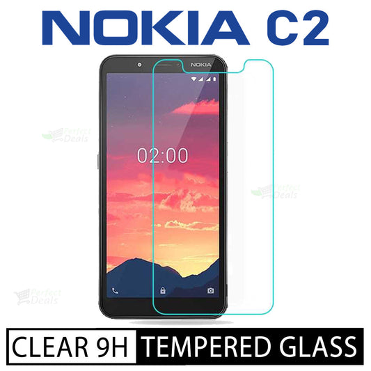 9H Clear Galss for Nokia C2 Anti Scratch 0.3mm Transparent Screen Protection Glass Film Strong Clear Borderless Full Cover 9H Tempered Glass for Nokia C2